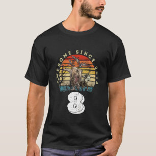 Kids 8th Birthday Awesome Since 2014 Dinosaur 8 Y T-Shirt