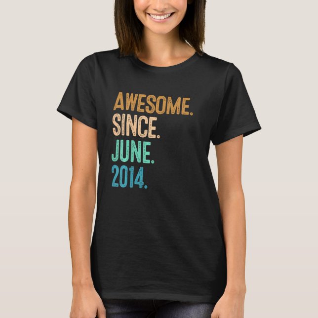 Kids 8th birthday Awesome since June 2014 T-Shirt (Front)
