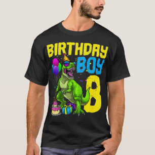 Kids 8th Birthday Boy 8 Dinosaur Themed Dino Party T-Shirt