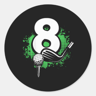 Kids 8th Birthday Boy Golf Player Golf 8 Years Old Classic Round Sticker