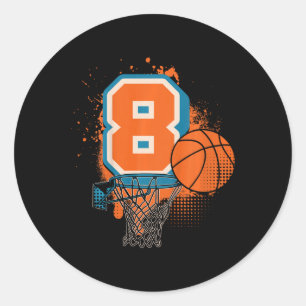 Kids 8th Birthday Boy Sketll Player Sketll 8 Years Classic Round Sticker