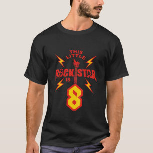 Kids 8Th Birthday Boys Rockstar Rock Music 8 Year T-Shirt