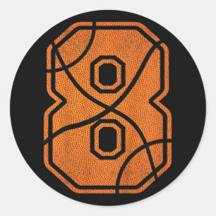 Kids 8th Birthday Bysketbyll Boys Kids Classic Round Sticker