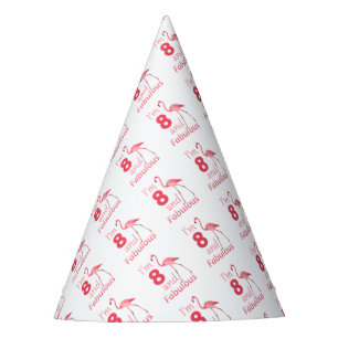 Kids 8th Birthday Cute Pink Flamingo Party Hat