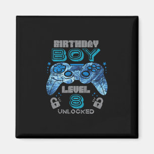 Kids 8th Birthday Gamer Level 8 Unlocked Video Gam Magnet