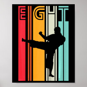 Kids 8th Birthday Gift Karate Retro Taekwondo Mart Poster
