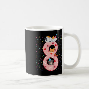 Kids 8th Birthday Girl Cute Cat Outfit 8 Years Old Coffee Mug
