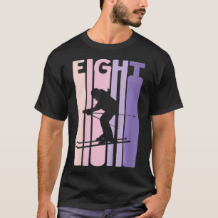 Kids 8th Birthday Girl Retro Ski Lover Skier 8 Yea T-Shirt