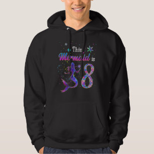 Kids 8th Birthday Mermaid 8 Years Old Ocean Themed Hoodie