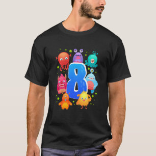 Kids 8th Birthday Monster Themed Birthday Party T-Shirt