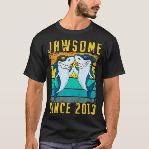 Kids 8th Birthday Shark 8 Year Old Jawsome Since 2 T-Shirt