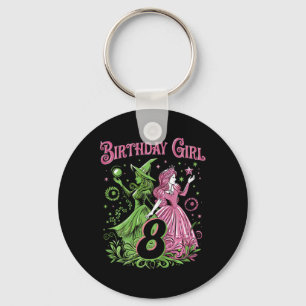 Kids 8th Birthday Witch Pink And Green 8 Years Old Key Ring