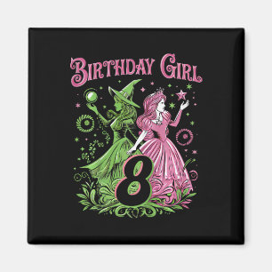 Kids 8th Birthday Witch Pink And Green 8 Years Old Magnet