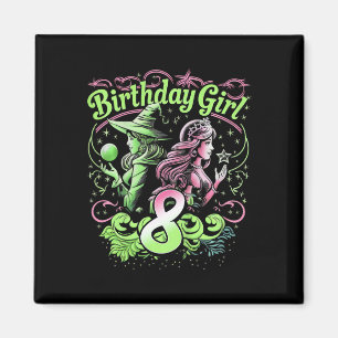 Kids 8th Birthday Witch Pink And Green 8 Years Old Magnet