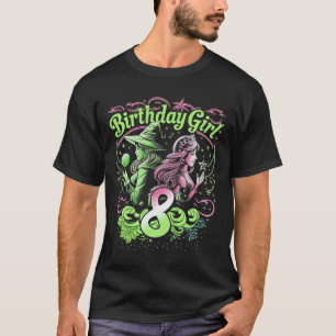 Kids 8th Birthday Witch Pink And Green 8 Years Old T-Shirt