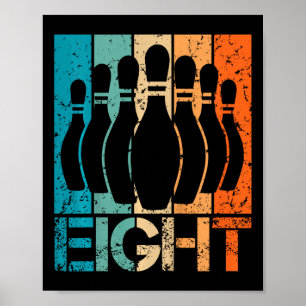 Kids 8th Bowling Birthday 8 Year Old Birthday Bowl Poster