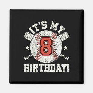 Kids 8th Bysebyll Birthday Party Boys Sport Fan 8 Magnet