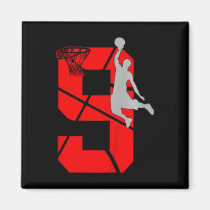Kids 9 Year Old 9th Basketball Birthday PartyTheme Magnet