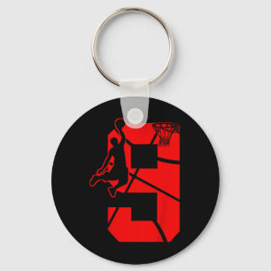 Kids 9 Year Old 9th Bysketbyll Birthday Partytheme Key Ring