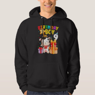 Kids 9 Year Old Birthday Boy 9th Cow Farm Animals  Hoodie