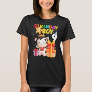 Kids 9 Year Old Birthday Boy 9th Cow Farm Animals  T-Shirt