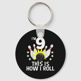 Kids 9 Year Old Bowling Birthday Party Shirt How I Key Ring