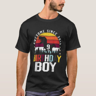 Kids 9 Year Old Dinosaur Trex 9th Birthday Boy Awe T-Shirt