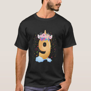 Kids 9 Year Old  Girls 9th Birthday Girl Flower Un T-Shirt
