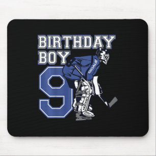 Kids 9 Year Old Ice Hockey Goalie Themed Birthday Mouse Pad