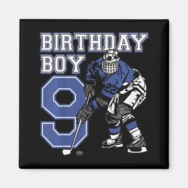 Kids 9 Year Old Ice Hockey Themed Birthday Party 9 Magnet (Front)