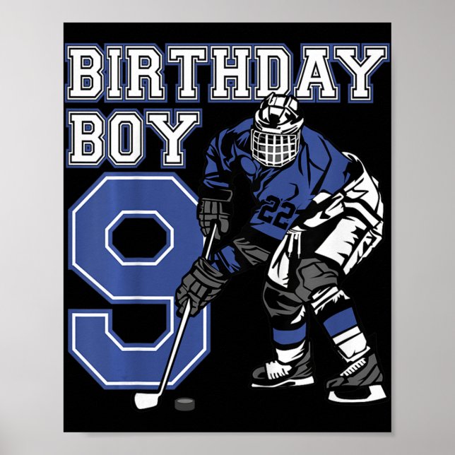 Kids 9 Year Old Ice Hockey Themed Birthday Party 9 Poster (Front)