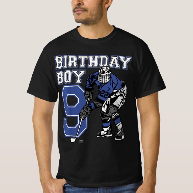 Kids 9 Year Old Ice Hockey Themed Birthday Party 9 T-Shirt (Front)