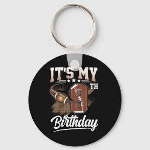 Kids 9 Year Old It's My 9th Birthday Football Them Key Ring