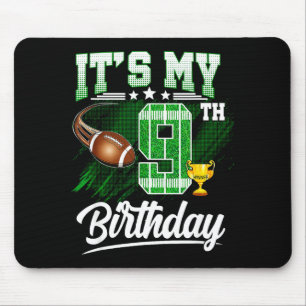 Kids 9 Year Old Its My 9th Birthday Football Theme Mouse Pad