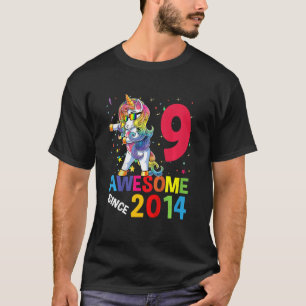 Kids 9 Year Old Unicorn Dabbing 9th Birthday Girl  T-Shirt