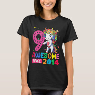 Kids 9 Year Old Unicorn Flossing 9th Birthday Girl T-Shirt