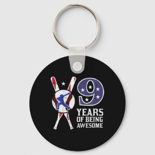 Kids 9 Years Being Awesome Bysebyll Flag 9th Birth Key Ring