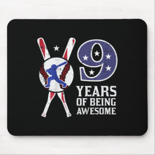 Kids 9 Years Being Awesome Bysebyll Flag 9th Birth Mouse Pad