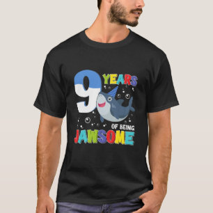 Kids 9 Years Of Being Jawsome Awesome Shark 9Th Bi T-Shirt
