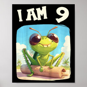Kids 9 Years Old 9 Birthday Crickets Boy Girl Cric Poster