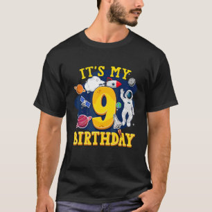 Kids 9 Years Old Astronaut Outer Space 9th Birthda T-Shirt