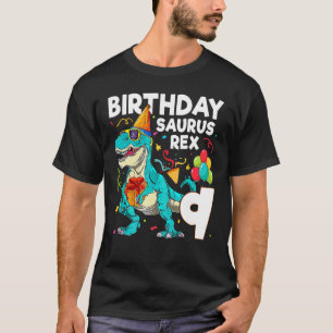 Kids 9 Years Old Boy And Girl 9th Birthday Dinosau T-Shirt