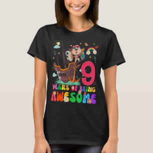 Kids 9 Years Old Boys Girls Pirates Dog 9th Birth T-Shirt