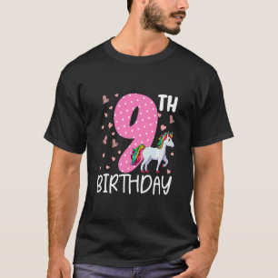 Kids 9 Years Old Girls Unicorn 9th Birthday T-Shirt