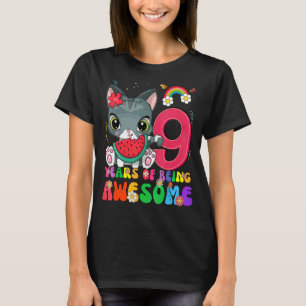 Kids 9 Years Old Teens 9th Birthday Girl Awesome C T-Shirt