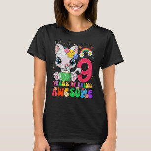 Kids 9 Years Old Teens 9th Birthday Girl Awesome C T-Shirt