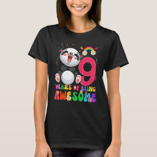 Kids 9 Years Old Teens Boys Girls Cute Panda 9th B T-Shirt