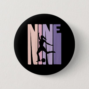 Kids 9 Years Soccer Girls Gift 9th Birthday Footba 6 Cm Round Badge