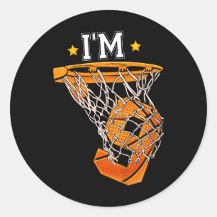 Kids 9th Birthday Basketball  I'm 9 Boy Girl 6th B Classic Round Sticker