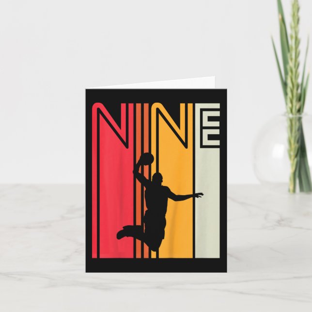 Kids 9th Birthday Basketball Lover 9 Years Old Ret Card (Front)